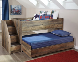 Trinell Twin Loft Bed with Pull-out Caster Bed