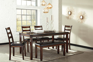 Coviar Dining Room Table and Chairs with Bench Set of 6