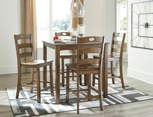 Hazelteen Counter Height Dining Room Table and Bar Stools Set of 5