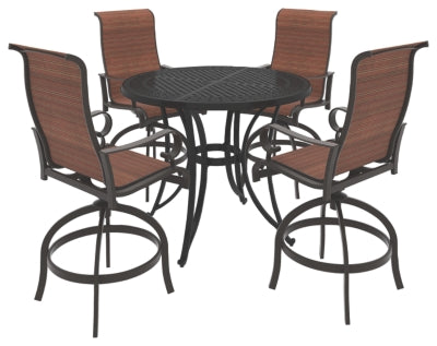Burnella Signature Design Pub Table 5-Piece Outdoor Seating Package